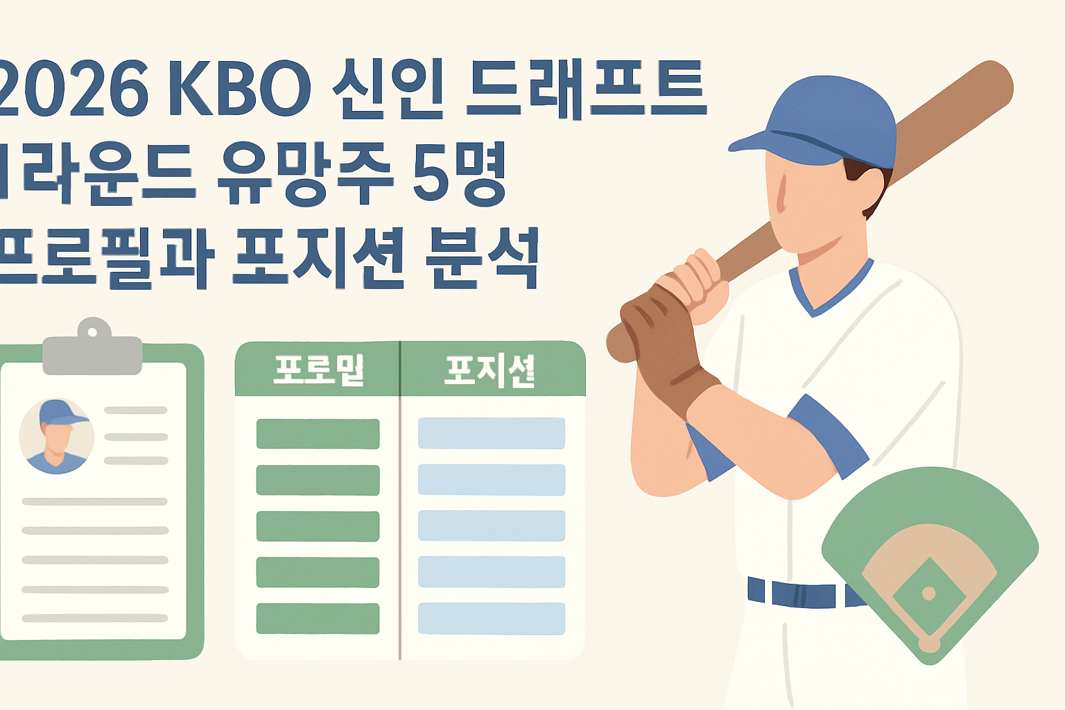 2026 KBO 신인 드래프트 1라운드 유망주 5명 프로필과 포지션 분석